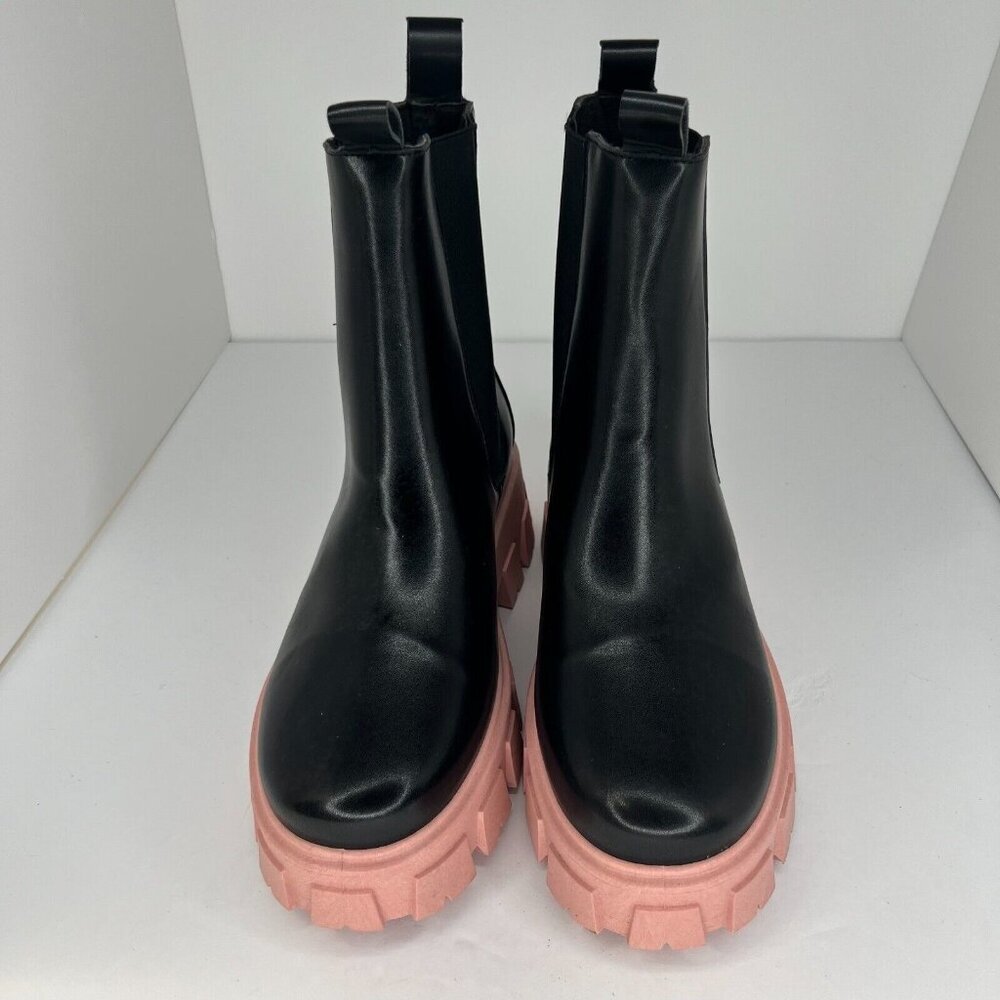 Scoop Womens Black Chunky Block Platform Ankle Slip On Size 11 Chelsea Boots - Picture 3 of 10